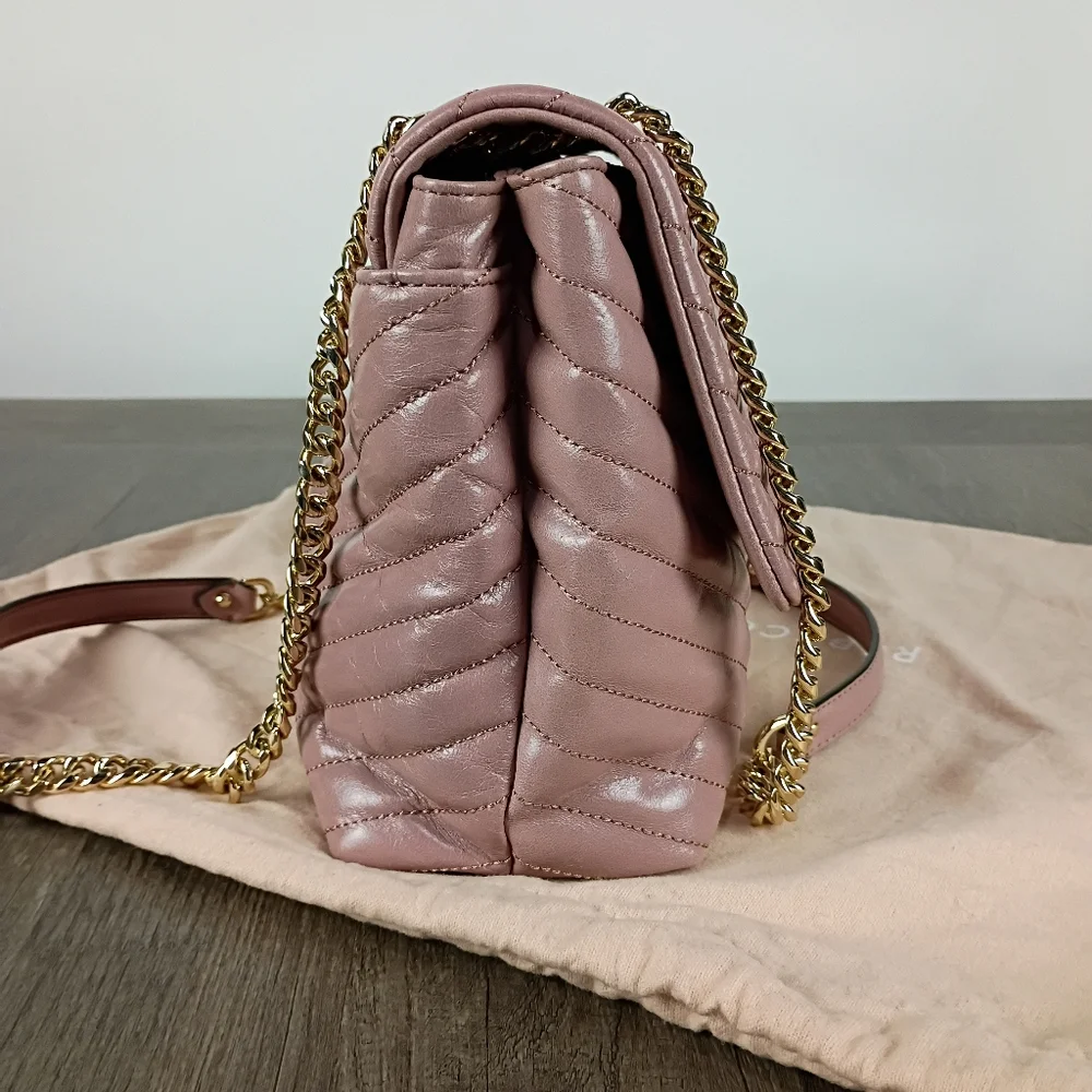 Rebecca Minkoff Edie Flap Pink/Taupe w/Gold - Picture 4 of 11